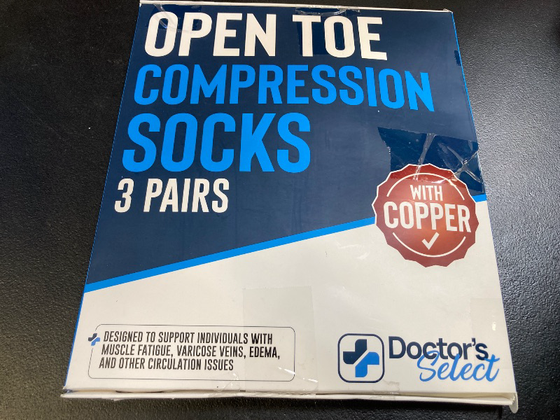 Photo 1 of Doctor's Select 3 Pairs Copper Toeless Compression Socks for Men - 20-30 mmHg Compression Socks Men Open Toe, Toeless Socks, Black with Copper