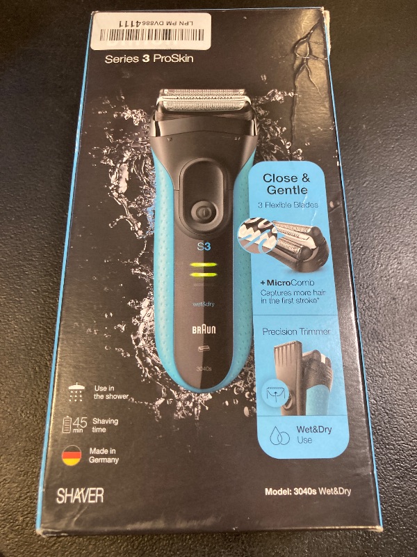 Photo 1 of Braun Electric Series 3 Razor with Precision Trimmer, Rechargeable, Wet & Dry Foil Shaver for Men, Blue/Black, 4 Piece