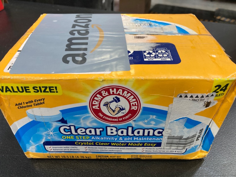 Photo 1 of ARM & HAMMER Clear Balance Swimming Pool Alkalinity pH Maintenance Tablets, White, 1 Pack, 24 Count