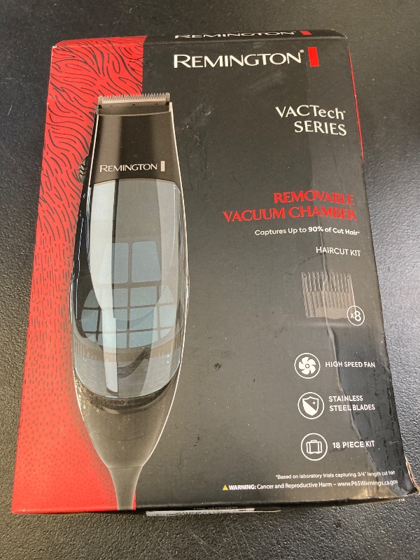 Photo 1 of Remington Vacuum Haircut Kit, Vacuum Beard Trimmer, Hair Clippers for Men with Removable Hair Chamber and Dual Motor Power (18 pieces)