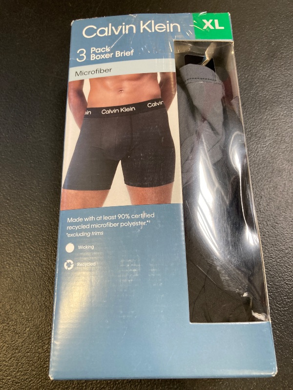 Photo 1 of Calvin Klein Men's Boxer Brief Moisture Wicking, 3-pack (US, Alpha, X-Large, Regular, Regular, Black/Black/Gray)
