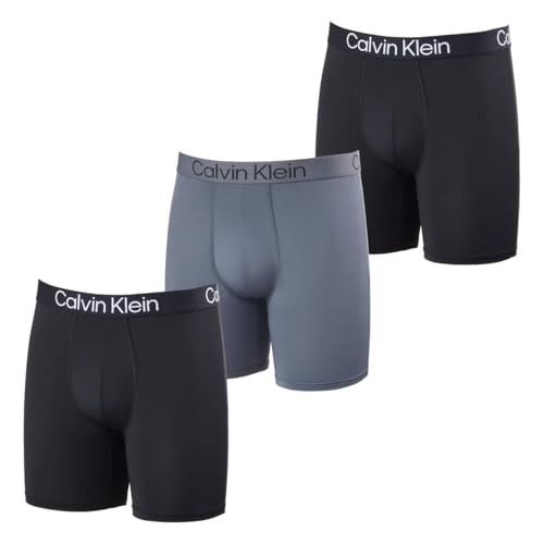Photo 1 of Calvin Klein Men's Boxer Brief Moisture Wicking, 3-pack (US, Alpha, X-Large, Regular, Regular, Black/Black/Gray)