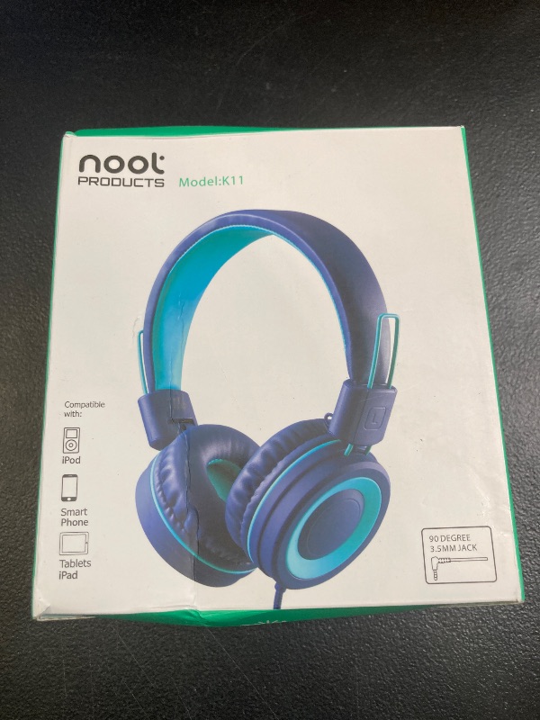 Photo 1 of Kids Headphones - noot products K11 Foldable Stereo Tangle-Free 3.5mm Jack Wired Cord On-Ear Headset for Children/Teens/Boys/Girls/Smartphones/School/Kindle/Airplane Travel/Plane/Tablet (Navy/Teal)