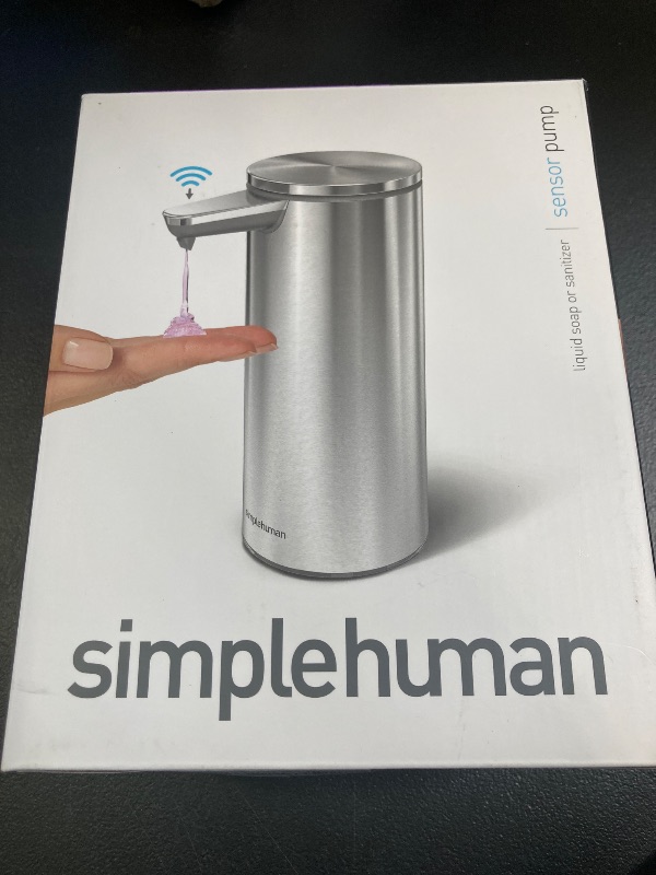 Photo 1 of simplehuman 9 oz. Touch-Free Rechargeable Sensor Liquid Soap Pump Dispenser, Brushed Stainless Steel
