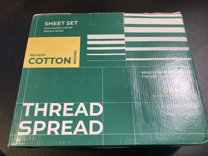 Photo 1 of THREAD SPREAD 100% Organic Cotton Sheets Full Size - 4 PC Organic Cotton Full Size Percale Weave Sheet Set, Soft, Cooling, Crisp & Breathable, 16" Deep Pocket Hotel Quality Bedding Set - White