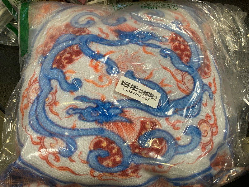 Photo 1 of Antique Japanese Imari Porcelain Design With Dragons Throw Pillow