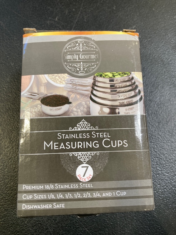 Photo 1 of Simply Gourmet Measuring Cups Set of 7, Stackable, 304 Premium Stainless Steel, Kitchen Gadgets for Measure Liquid and Dry Ingredients, Cooking & Baking