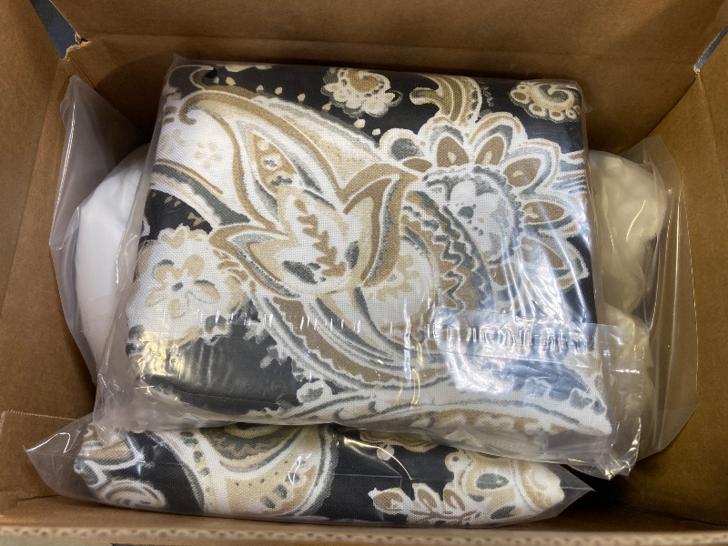 Photo 1 of DYTXIII Set of 2 Outdoor Chair Cushions 19"x19"x2",Water Repellent Dining Seat Cushion with Ties and Removable Covers, Chair Cushions for Indoor and Patio Furniture, Paisley Black