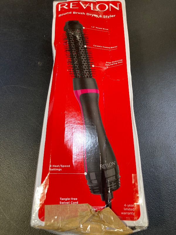 Photo 1 of REVLON One-Step Hair Dryer and Styler - Root Booster Round Brush for Styling, Dryer Brush for Fast and Easy Salon-Quality Blowout, More Shine and Less Frizz (1-1/2 in)