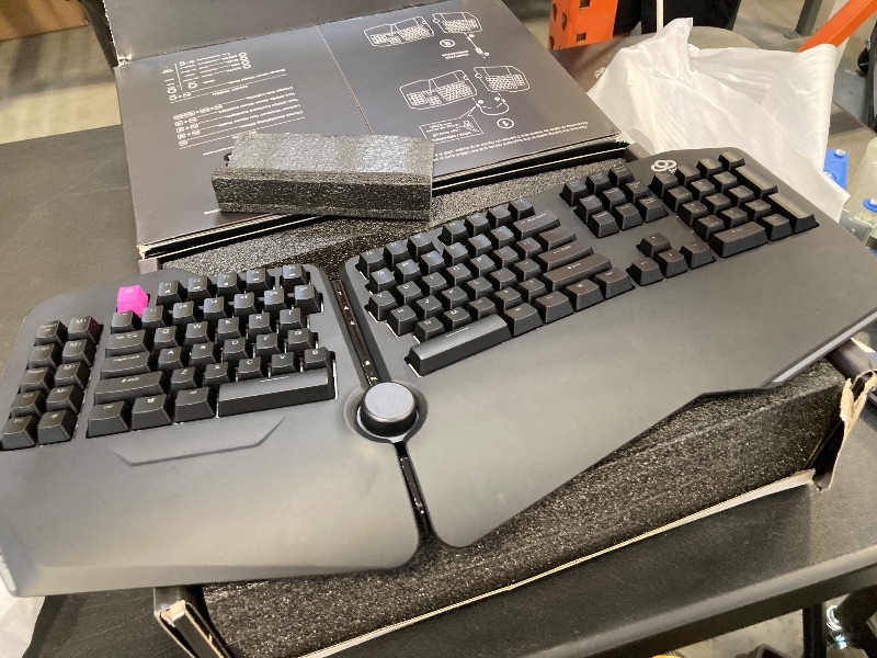 Photo 1 of Cloud Nine C989 Ergonomic Mechanical Keyboard for PC - Kailh Linear Red Switches - RGB Light Up LED Backlit with USB - Ergo Split Key Board with Macro