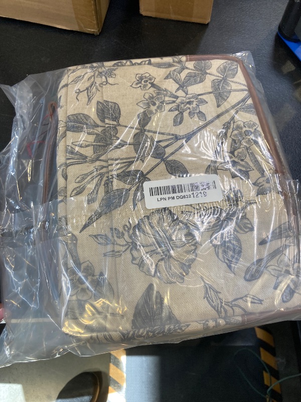 Photo 1 of Christian Art Gifts Women's Premium Natural Canvas Vegan Leather Fashion Bible Cover: Amazing Grace - Inspirational Scripture, Sturdy Protective Book Carry Case Accessory, Creamy Brown Floral, Medium