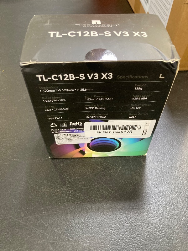 Photo 1 of Thermalright TL-C12B-S V3 Case Fan 120mm ARGB CPU Cooler Fan Comes with ARGB Mirror Light Effect,PC PWM Silent Fan with 1500RPM Speed, Black CPU Cooling ARGB Fan(Kit Fans)