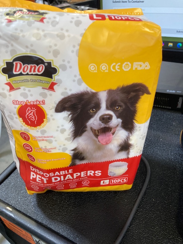 Photo 1 of Disposable Pet Diapers Large 10-Pack for Male & Female Dogs