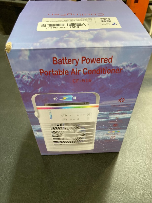 Photo 1 of Battery Powered Portable Air Conditioner,6000mAh Rechargeable Small Air Conditioner Fan for Room,Personal Air Cooler with Mist,Timer & Light,Mini AC Unit Cooling Fan for Bedroom,Camping,Tent,Car