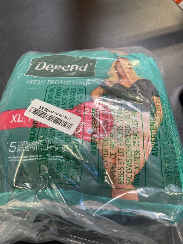 Photo 1 of Depend Fresh Protection Adult Incontinence & Postpartum Bladder Leak Underwear for Women, Disposable, Maximum, Extra-Large, Blush, 15 Count, Packaging May Vary