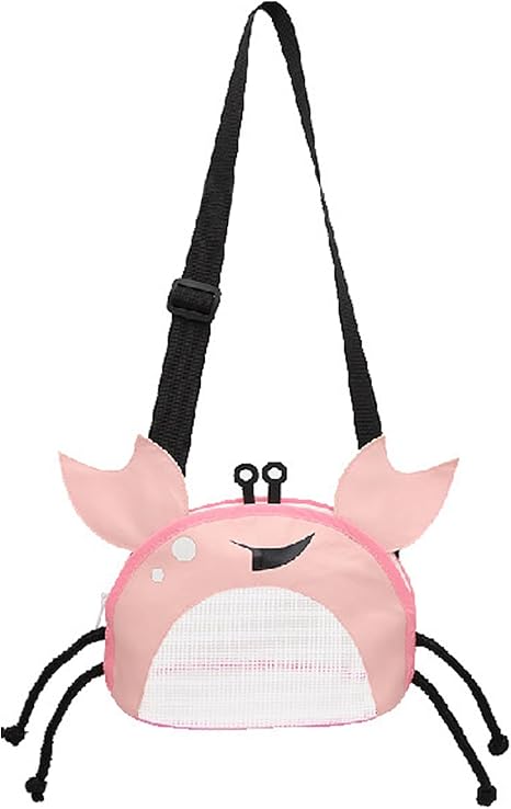 Photo 1 of Kids Mesh Beach Bag, Cute Crab-Shaped Seashell Collecting Bag with Adjustable Strap for Holding Shell Beach Toy