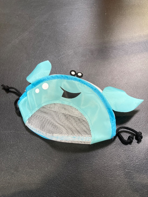 Photo 1 of Kids Mesh Beach Bag, Cute Crab-Shaped Seashell Collecting Bag with Adjustable Strap for Holding Shell Beach Toy