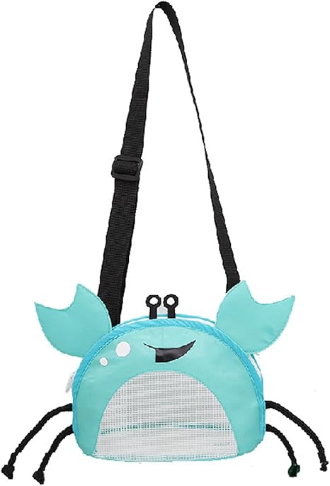 Photo 1 of Kids Mesh Beach Bag, Cute Crab-Shaped Seashell Collecting Bag with Adjustable Strap for Holding Shell Beach Toy