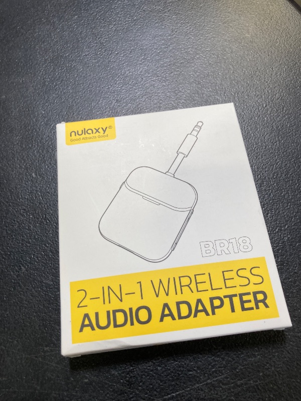 Photo 1 of Nulaxy Air in-Flight Bluetooth Wireless Audio Transmitter Receiver for up to 2 AirPods & Wireless Headphones, Bluetooth Adapter for All 3.5mm Jacks on Airplanes, Gym Equipment, TVs & Gaming Consoles