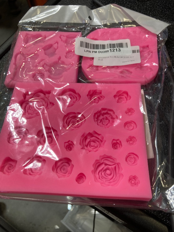 Photo 1 of Tea Party Cake Silicone Mold 3 Pcs, Teapot Tea Cup Fondant Molds Rose Flower Chocolate Molds for Cupcake Topper, Cake Decoration, Candy Sugar, Polymer Clay Crafts, Epoxy Clay