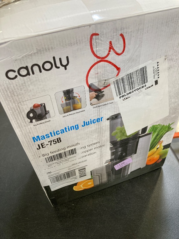 Photo 1 of Cold Press Juicer, 5.8" Wide Feed Chute Juice Extractor Machine with 400W, High Juice Yield, Slow Masticating Juicer for Whole Vegetables & Fruits, Metallic Silver