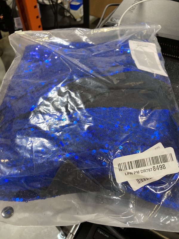 Photo 1 of AstoSeu Men's Sequin Shirt 70s Costume Nightclub Party Short Sleeve Sparkle Disco Shirts Blue XL