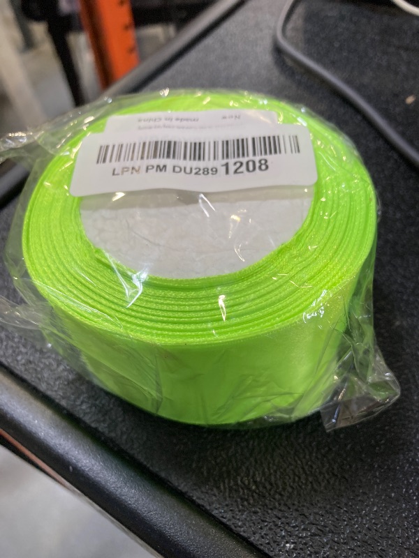 Photo 1 of TONIFUL 2 in x 25 Yds Wide Fluorescent Apple Green Satin Ribbon Solid Fabric Ribbons Roll for Crafts Chair Sash Valentine's Day Gift Wrapping Invitation Cards Floral Bows Sewing Party Wedding