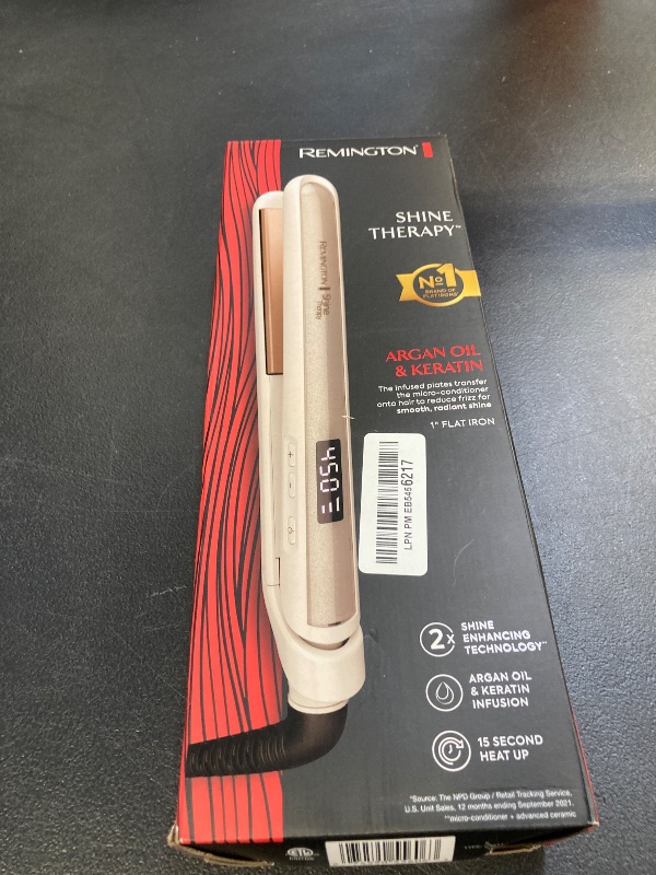 Photo 1 of Remington Shine Therapy 1 inch Hair Straightener Iron, Flat Iron Infused with Argan Oil & Keratin, Professional Ceramic Flat Iron for Less Frizz, Shines and Smooth, Styling Tools