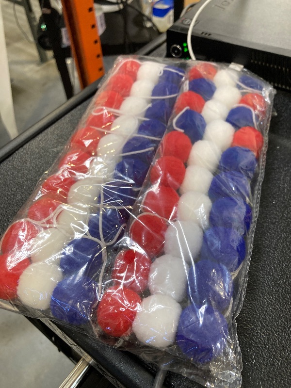 Photo 1 of GCQQ 2 Packs Red White Blue Pom Pom Garland 16.4 Ft Patriotic Pompom 60 Felt Ball Fourth of July Garlands for Independence Day 4th of July Birthday Graduation Veterans Baby Shower Party Decoration