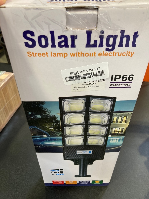 Photo 1 of Viruhaka Solar Outdoor Lights,448LEDs Street Lights with 20000LM Hight Brightness, IP66 Waterproof Security Flood Light, Dusk to Dawn Solar Street Lights,for Exterior Wall, Patio, Yard, Deck, Garden