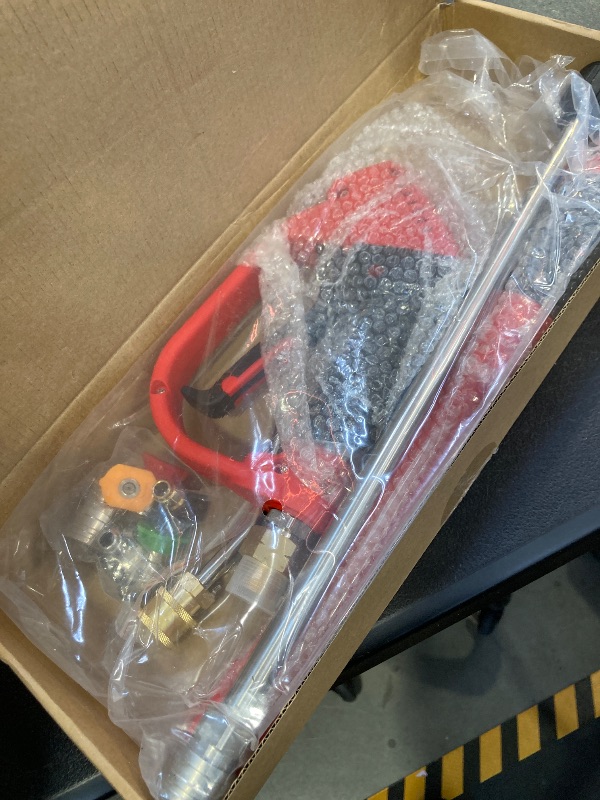 Photo 1 of CHAVOR Upgraded Pressure Washer Gun with Extension Replacement Wand, M22 Fitting,7 Inch 30 Degree Curved Rod, 5 Nozzle Tips, 5000 PSI, 47 Inch