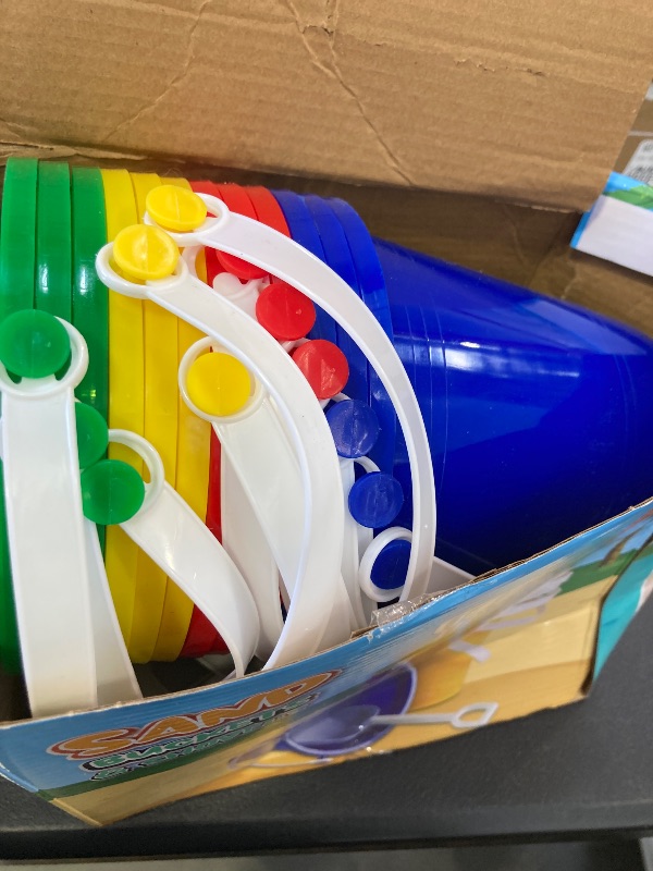 Photo 1 of Top Race 12-Piece Bucket Beach Toys Set for Toddlers and Kids - Durable Play Sand Buckets and Shovel Kit for Outdoor Fun - Colorful Sand Toys for Beach Trips, Sandbox, Parties, or Backyard Playtime
