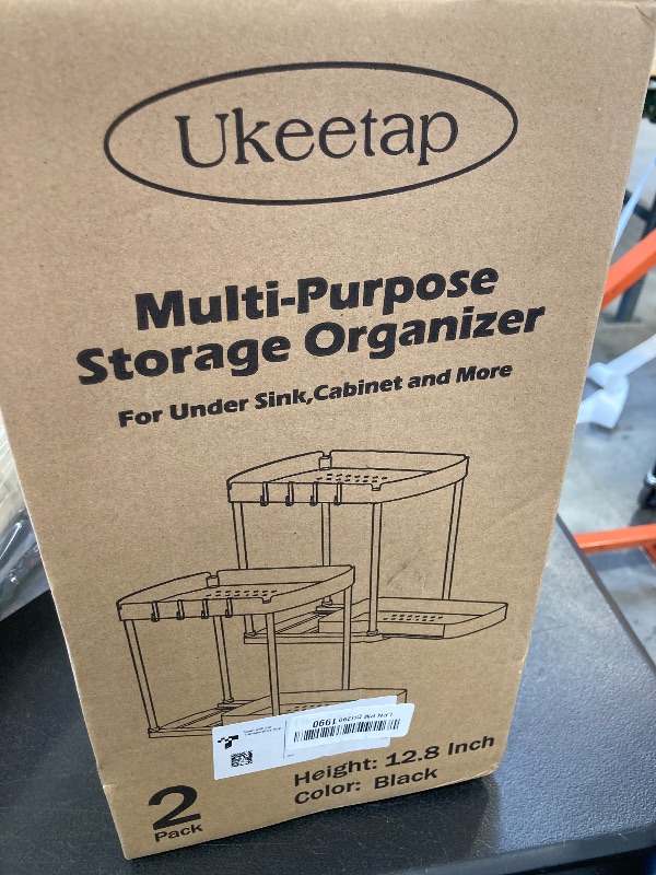 Photo 1 of Ukeetap 2 Pack Multi-Purpose Pull-Out Storage Organizers, Under Sink Organizers and Storage for Bathroom & Kitchen, Under Cabinet Organizers and storage, 12.8 Inch, Black