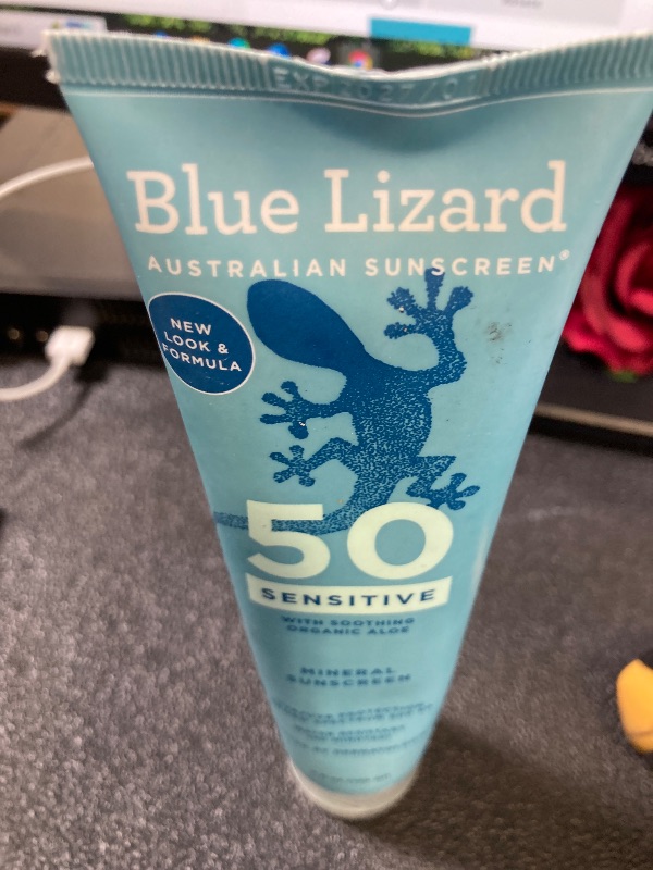 Photo 1 of BLUE LIZARD Sensitive Mineral Sunscreen with Zinc Oxide 50+ Water Resistant UVAUVB Protection with Smart Cap Technology Fragrance Free, Sensitve, SPF 50 - - Tube, Unscented, 5 Fl Oz