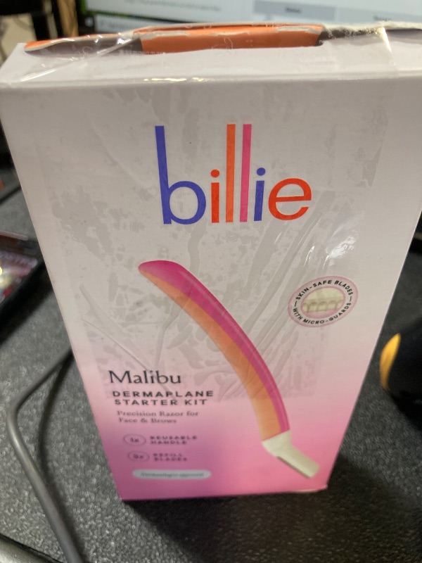 Photo 1 of Billie - Dermaplane Starter Kit - Reusable Handle + 3 Refill Blades - Remove Facial Hair + Perfectly Shape Brows - Dermatologist-Approved - Malibu