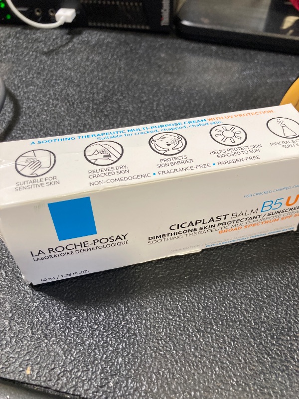 Photo 1 of La Roche Posay Cicaplast Balm B5 UV SPF 50, Vitamin B5 + Shea Butter + Tribioma + Madecassoside + Zinc Oxide Sunscreen, Post Treatment Skin Protectant With SPF, Multi-Purpose Cream For Dry Skin