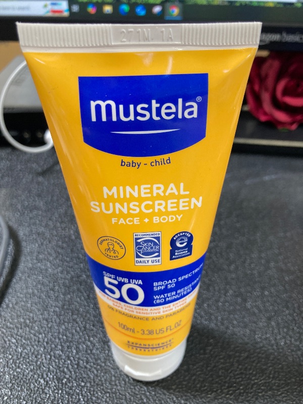 Photo 1 of Mustela Baby Mineral Sunscreen Lotion SPF 50 Broad Spectrum - Face & Body Sun Lotion for Sensitive Skin - Water Resistant & Fragrance Free - Regular & Family Size