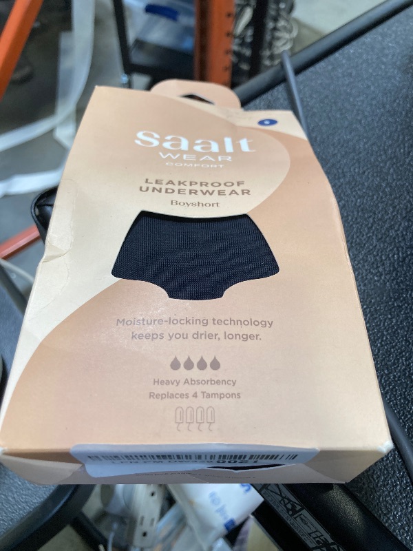 Photo 1 of Saalt Comfort Modal Boyshort Period Underwear - Heavy Absorbency - Comfortable, Thin, and Keeps You Dry from All Leaks (Small, Volcanic Black)