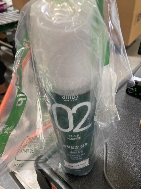 Photo 1 of AMOS PROFESSIONAL The Green Tea Shampoo Refresh [For Oily Scalp] 17.6oz (500g) | Anti-Hair Loss Korean Hair Growth Shampoo for Cleanse Excess Sebum