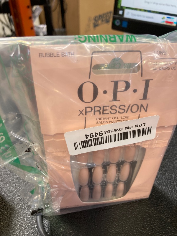 Photo 1 of OPI xPRESS/ON Bubble Bath | Nude Pink Long Coffin Press On Nails | With Nail Glue | Long Lasting, Reusable, Non-damaging