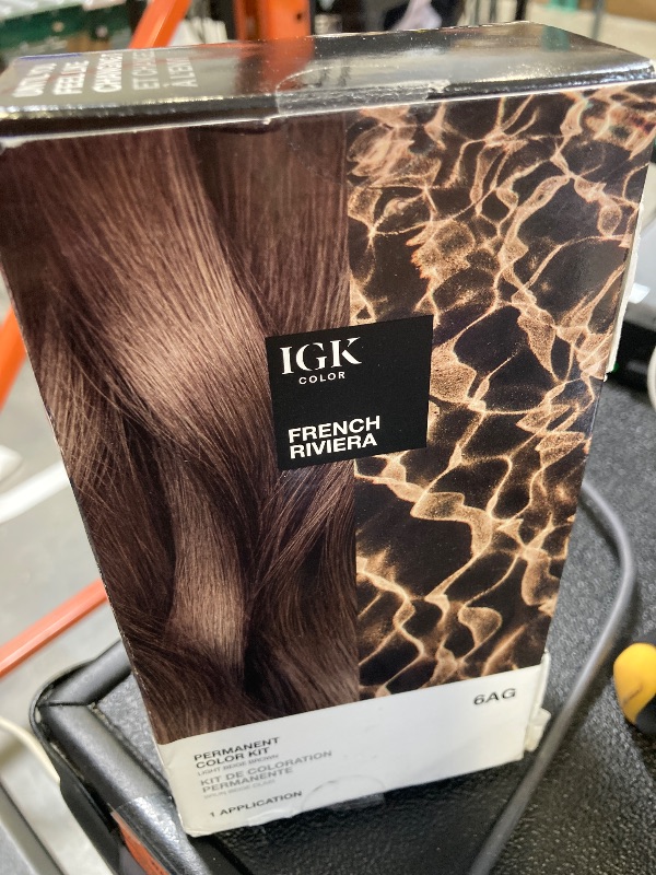 Photo 1 of IGK Permanent Hair Color Kit | 6AG French Riviera - Light Beige Brown | 100% Gray Color Coverage + Strengthen + Shine | Ammonia Free