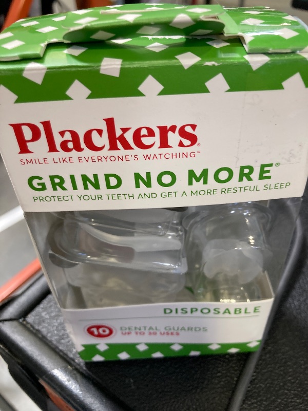 Photo 1 of Plackers Grind No More Night Guard, Nighttime Protection for Teeth, Sleep Well, BPA Free, Ready to Wear, Disposable, One Size Fits All, 10 Count