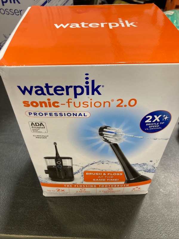 Photo 1 of Waterpik Sonic-Fusion 2.0 Professional Flossing Electric Toothbrush with Water Flosser Combo In One, Black SF-04, Packaging May Vary