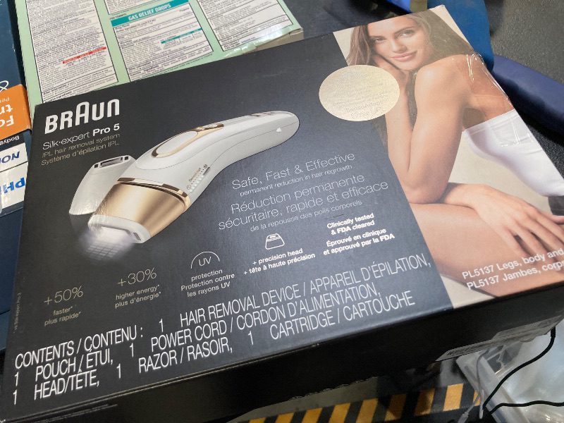 Photo 1 of Braun IPL at Home Laser Hair Removal for Women and Men, Silk Expert Pro 5 PL5137 with Venus Swirl Razor, Permanent Visible Hair Reduction in Hair Regrowth for Body & Face, Corded, PL5137