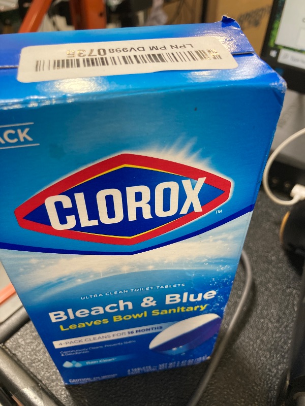 Photo 1 of Clorox Ultra Clean Toilet Tablets Bleach & Blue, Rain Clean, 4 Ct (Package May Vary)