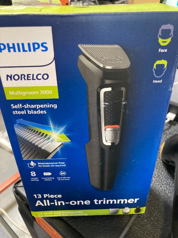 Photo 1 of Norelco Philips Multi Groomer All-in-One Trimmer Series 3000-13 Piece Mens Grooming Kit for Beard, Face, Nose, Ear Hair Trimmer and Hair Clipper - NO Blade Oil Needed, MG3740/40