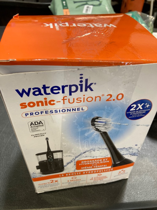 Photo 1 of Waterpik Sonic-Fusion 2.0 Professional Flossing Electric Toothbrush with Water Flosser Combo In One, Black SF-04, Packaging May Vary