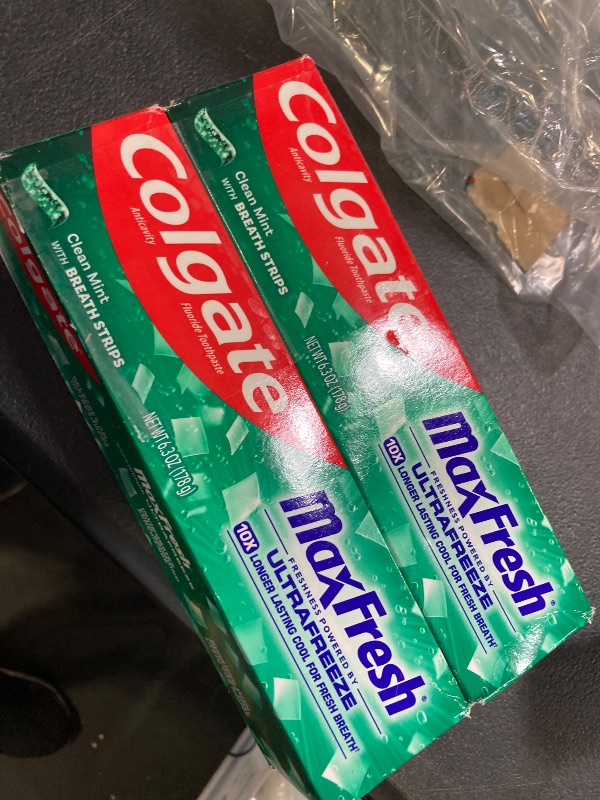 Photo 1 of Colgate Max Fresh Whitening Toothpaste with Mini Strips, Clean Mint Toothpaste for Bad Breath, Helps Fight Cavities, Whitens Teeth, and Freshens Breath, 6.3 Ounce (Pack of 2)