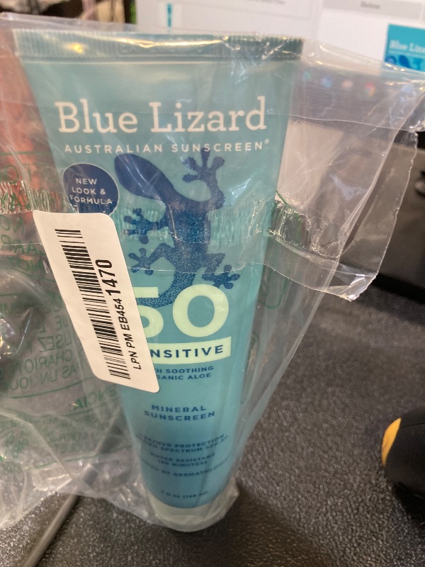 Photo 1 of BLUE LIZARD Sensitive Mineral Sunscreen with Zinc Oxide 50+ Water Resistant UVAUVB Protection with Smart Cap Technology Fragrance Free, Sensitve, SPF 50 - - Tube, Unscented, 5 Fl Oz