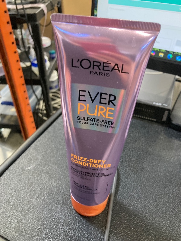Photo 1 of L'Oreal Paris Sulfate Free Frizz Defy Conditioner, Frizz Control Hair Care with Marula Oil, EverPure, 8.5 Fl Oz (Packaging May Vary)